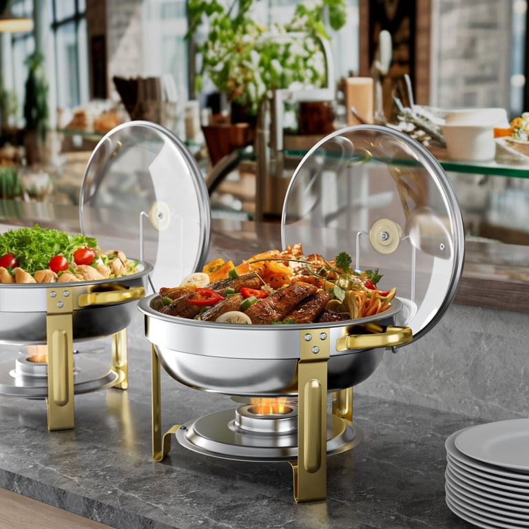 Tinana Round Chafing Dish Buffet Set 2-Pack Stainless Steel photo 5