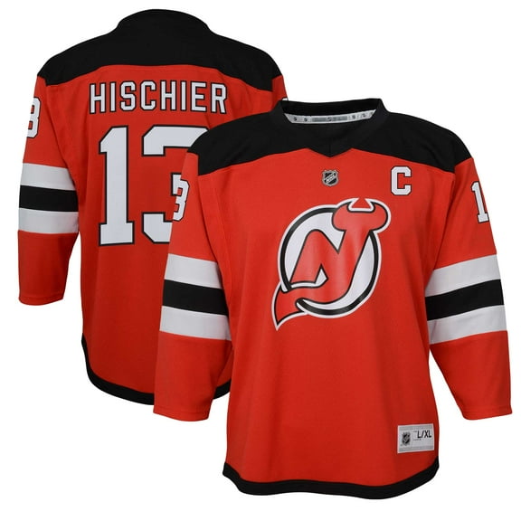 Youth Nico Hischier Red New Jersey Devils Captain Patch Home Replica Player Jersey