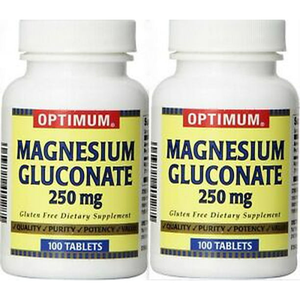Optimum Magnesium GLUCONATE 250mg 100ct ( 2 pack ) HIGH ABSORBANCE MG2