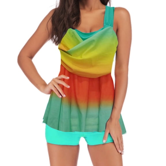 DOPI Women Plus Size Tankini Swimjupmsuit Swimsuit Beachwear Padded Swimwear