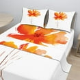 thumbnail image 2 of Ambesonne Nature Fitted & Top Sheet Set with Shams, Romantic Poppy, White Orange, 2 of 8