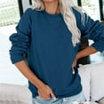 thumbnail image 3 of Casual Womens Sweatshirts Crewneck Long Sleeve Tops Oversized Pullover Sweatshirt for Women Petite Blue XL, 3 of 6