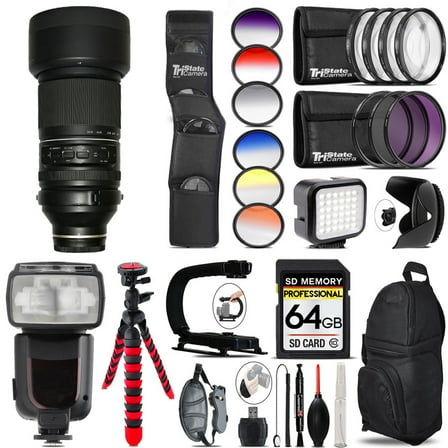Tamron 150-500mm f/5-6.7 Di III VXD Lens for Sony E  LED Light - 64GB Accessory Bundle
