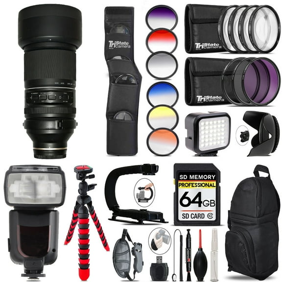 Tamron 150-500mm f/5-6.7 Di III VXD Lens for Sony E  LED Light - 64GB Accessory Bundle