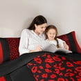thumbnail image 5 of Homewish Red Leopard Print Bedding Comforter Set for Female, Chic Stripe Abstract Twin Comforter Sets, Modern Fashion Art Reversible Bedding Set, Ultra Soft Bedroom Decor, 2pcs, 5 of 8