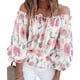 thumbnail image 3 of Blusa informal con mangas con volantes, blusa con hombros descubiertos y estampado floral para mujer, blusa con hombros descubiertos, camisa de alto rendimiento, 3 of 4