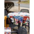 thumbnail image 5 of Outdoor Tablecloth with Umbrella Hole for Patio/Picnic/Party/Camping, 4th of July Waterproof Table Cloth Square Cover Washable, Red Blue Independence Day Floral Star Vintage (54"x 54"), 5 of 9