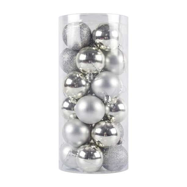 24 adornos de bolas navideñas, bolas colgantes, adornos navideños para decoración plata