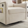 thumbnail image 3 of Aukfa Swivel Accent Chair w/ USB Charger for Living Room, Read Chair, Nail Head Trim, Linen, Beige, 3 of 11