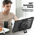 thumbnail image 4 of Case for Samsung Galaxy Tab S10 FE+ Plus 13.1 inch 2025 with Screen Protector, 360 Degree Rotating Kickstand Hand Strap Heavy Duty Shockproof Cover with Shoulder Strap, Black, 4 of 7