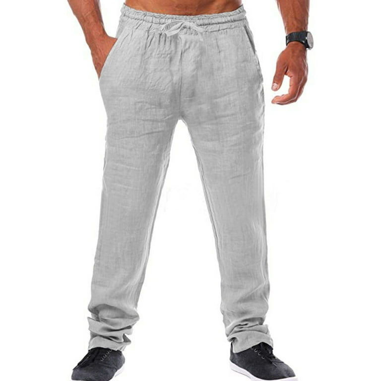 YUHAOTIN Mens Joggers Short Inseam Fashionable Solid Summer Cotton and Trousers and Style Pants Men s Sweatpants with Zipper Pockets Open Bottom