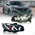 thumbnail image 2 of Conjunto de faros delanteros LED para Honda Civic 10.ª generación sedán/Touring/Si/Type R 2016-2017-2018-2019 2020-2021 Conjunto de faros delanteros, 2 of 5