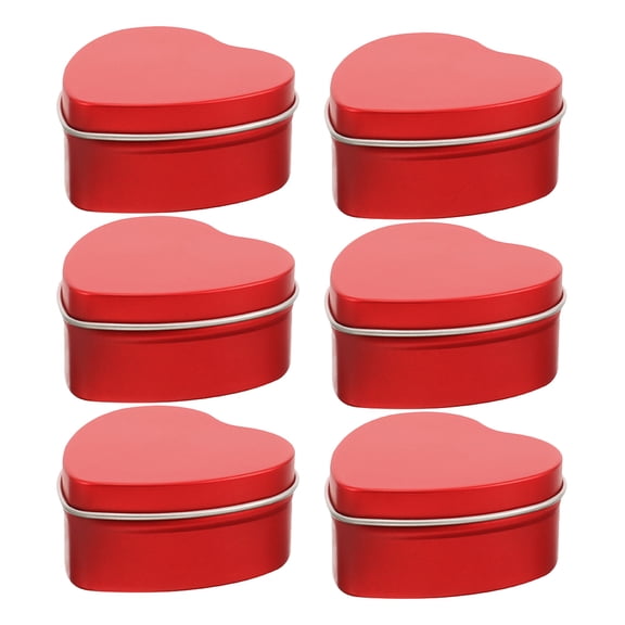Toyvian Love Candy Cans Tin Red Heart Candy Box Tinplate 6Set Valentine's Day