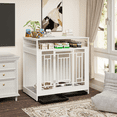 thumbnail image 6 of 43.3" White Dog Kennel Furniture - Large Wooden Pet Crate with Divider & 3 Drawers, Heavy Duty Cage & Side Table for Medium Large Dogs, 6 of 9