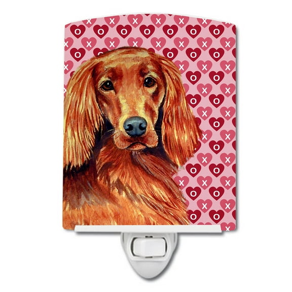 Caroline's Treasures LH9164CNL Irish Setter Hearts Love and Valentine's Day Portrait Ceramic Night Light, 6x4x3",