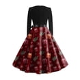 thumbnail image 6 of Christmas Dresses for Women Women's Fashion Round Casual Slim Fit Christmas Print Large Swing Long Sleeve Dress with V Neck for Holiday Party,Vermilion,M, 6 of 6