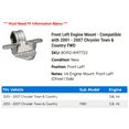 thumbnail image 2 of Front Left Engine Mount - Compatible with 2001 - 2007 Chrysler Town & Country FWD 2002 2003 2004 2005 2006, 2 of 2