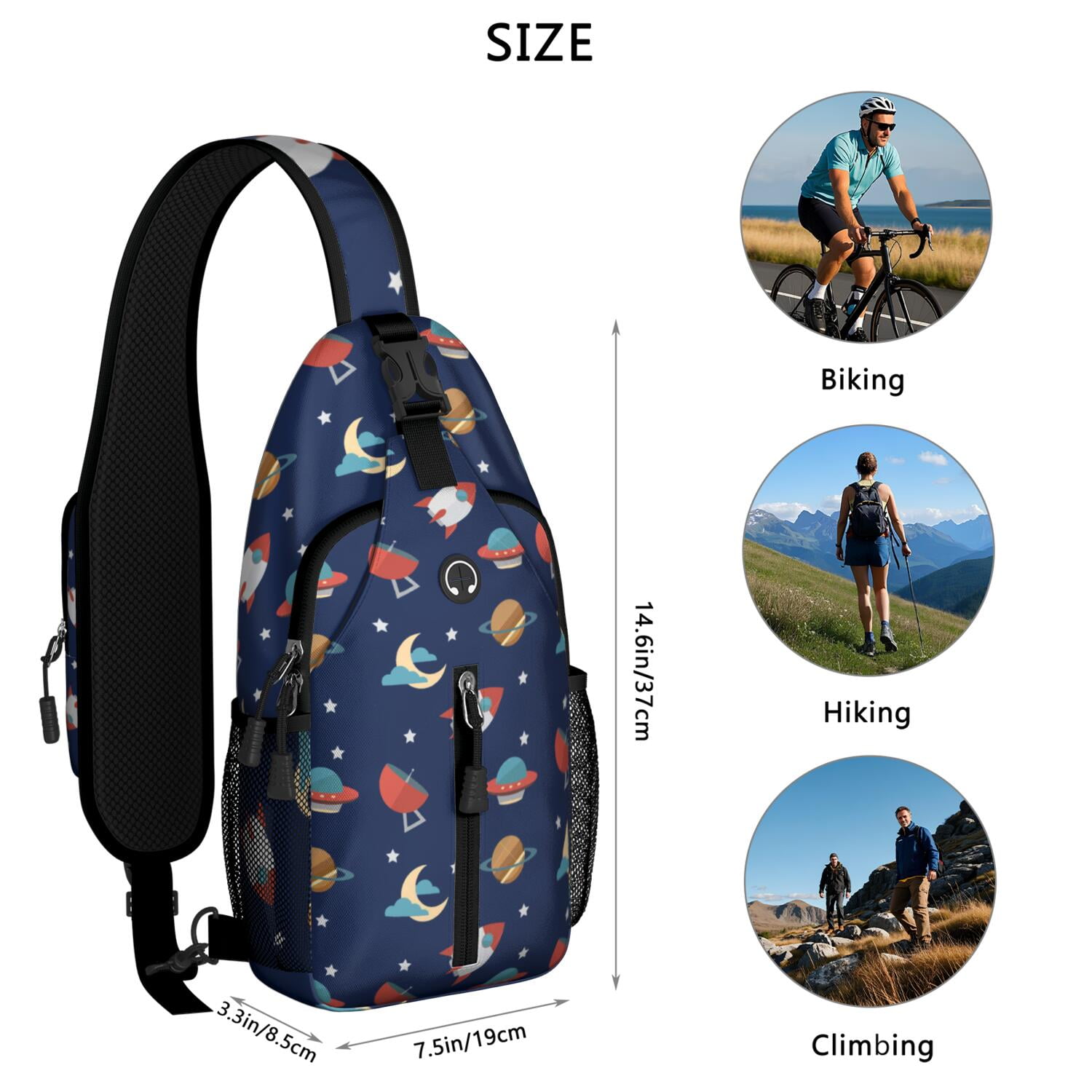 Vintage Dog Graphic Outdoor Sling Bag – Breathable Back, Reinforced Seams, Artistic Style – Dog Lovers Adventure Bag