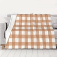 thumbnail image 5 of YFYANG Lightweight Warm Flannel Blanket, Brown Plaid Print Throw Blanket for Bed, Sofa, Travel, Camping, 50"x40", 5 of 7