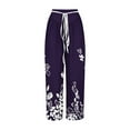 thumbnail image 5 of WFJCJPAF 2024 New Product Clearance！ Pants for Women Plus Size 4X,Women's Fashionable Striped Printed Drawstring Wide Leg Pants - Purple XL, 5 of 5