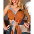 thumbnail image 5 of CHICME Women’s Jumpsuit Abstract Print V Neck Sleeveless Backless High Cinched Waist Wide Leg Overalls with Pockets Casual Beach Romper Multicolor-S, 5 of 9