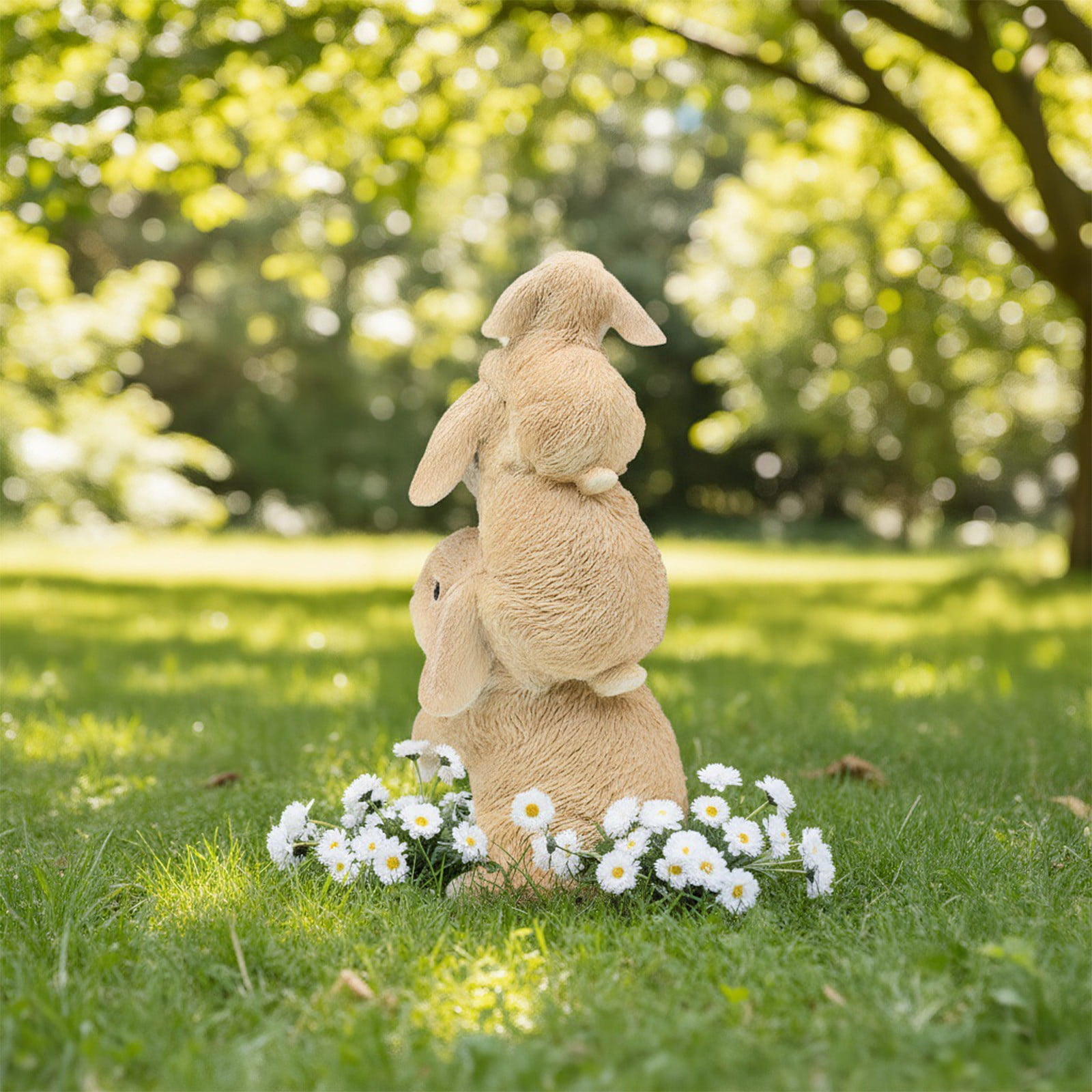 Lunxisen 2 Pcs Easter Bunny Statue Outdoor Garden Decorations Spring Holiday Yard Art Sculpture Decorative Ornament