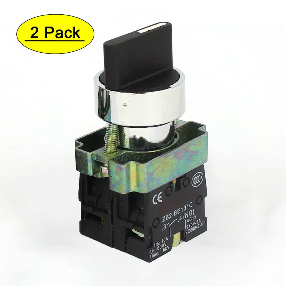 ZB2BE101C 2NO DPST 3 Positions Maintained Rotary Selector Switch 600V