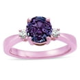 thumbnail image 3 of Star K � 3 Three Stone Round Simulated Alexandrite Classic Engagement Promise Ring, 3 of 9