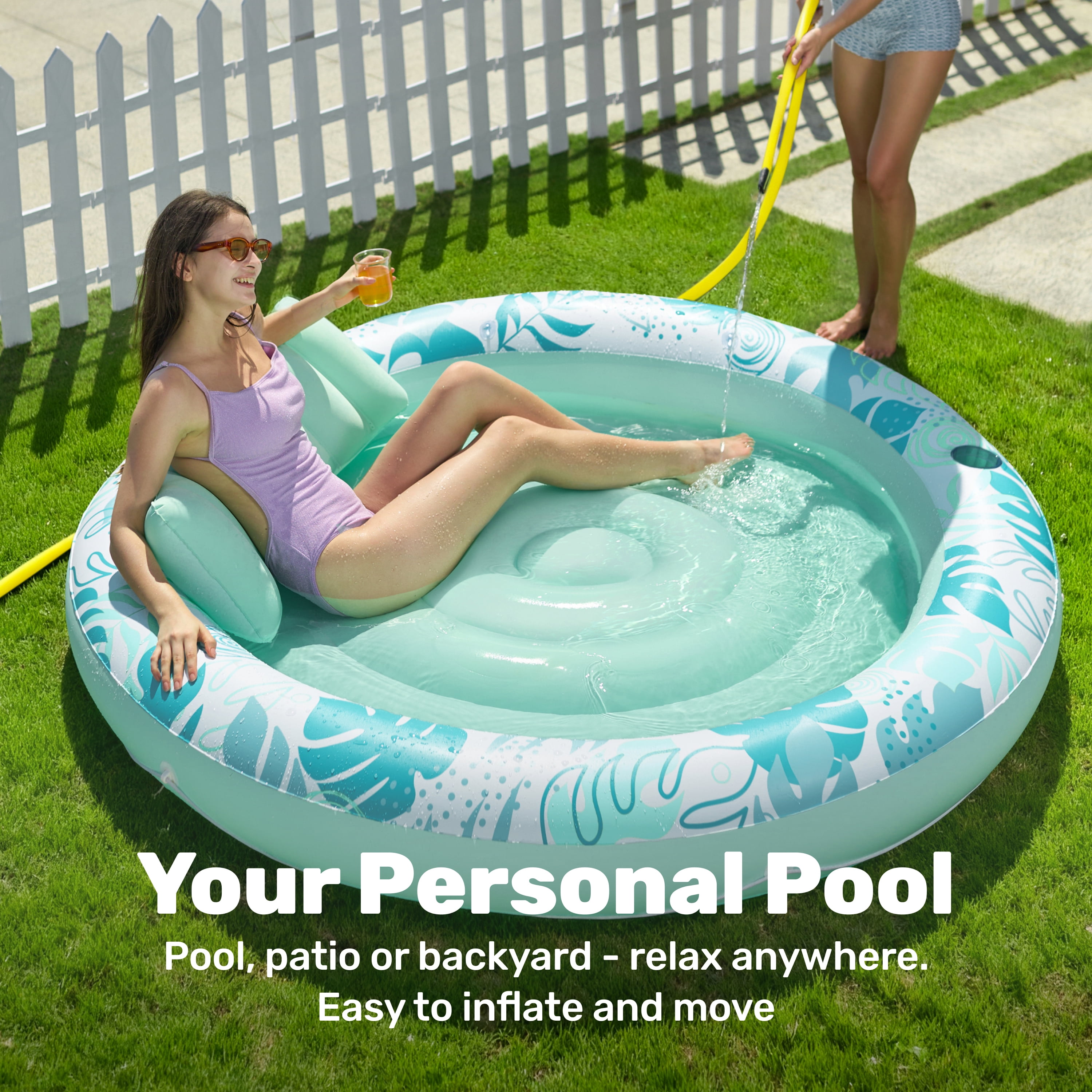 SLOOSH Round Fabric Tanning Pool (Cyan)