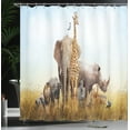 thumbnail image 4 of Ambesonne Giraffe Shower Curtain, Lion Tiger Zebra, 69"Wx84"L, Multicolor, 4 of 5