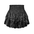 thumbnail image 4 of DHFJKG Womens Glitter Tiered Skirts Sparkling Solid Color Pleated Mini Skirt Sexy Y2K Clothes Stylish Skirt, 4 of 4