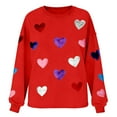 thumbnail image 4 of Erwazi Womens Sequined Heart Sweatshirts Crewneck Long Sleeve Cute Valentine Pullover Tops, 4 of 9