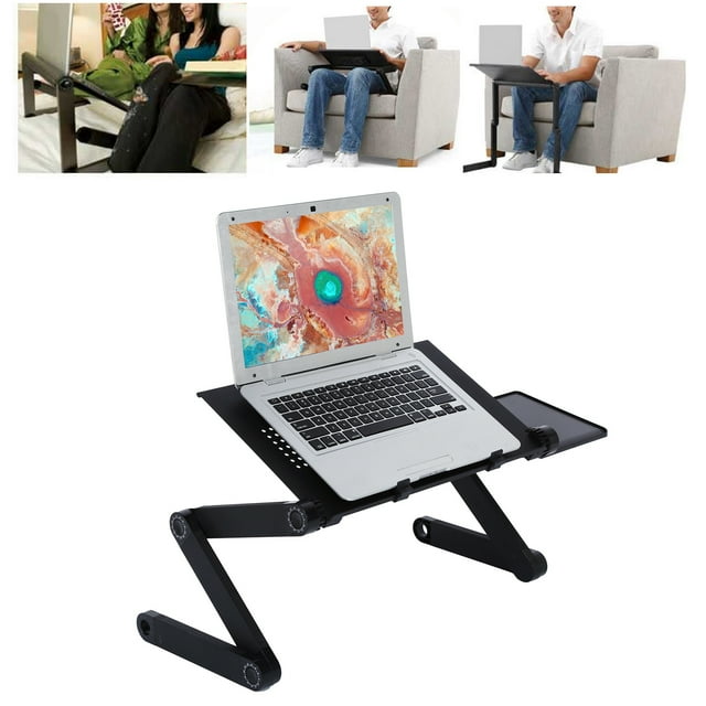 Stand Laptop Desk with Mouse Board Portable Aluminum Alloy Adjustable Folding Computer Stand