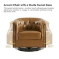 thumbnail image 3 of Genuine Leather Accent Chairs with 360-Degree Swivel Base Nailhead Trims Armchairs Set of 2 Apartment Camel, 3 of 7