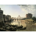 thumbnail image 2 of Chedrin, Silvestre 32x25 Gold Ornate Wood Framed with Double Matting Museum Art Print Titled - Rome, Castel San Angelo, 2 of 4