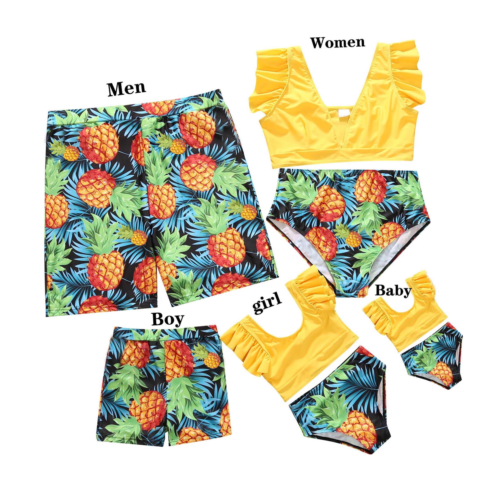 Ma Baby Family Matching Swimsuit Pineapple Print Bikini Set Swimming Trunks Bathing Suit Swimwear Walmart