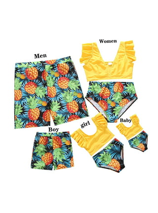 Matching Family Bathing Suits Mother Father Boys Girls Swimwear