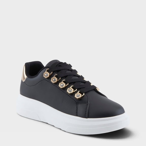 PATRIZIA Women's Leontine Sneakers with D-Ring Metallic Eyelets, Crystal Embellishments, and Comfortable Fit