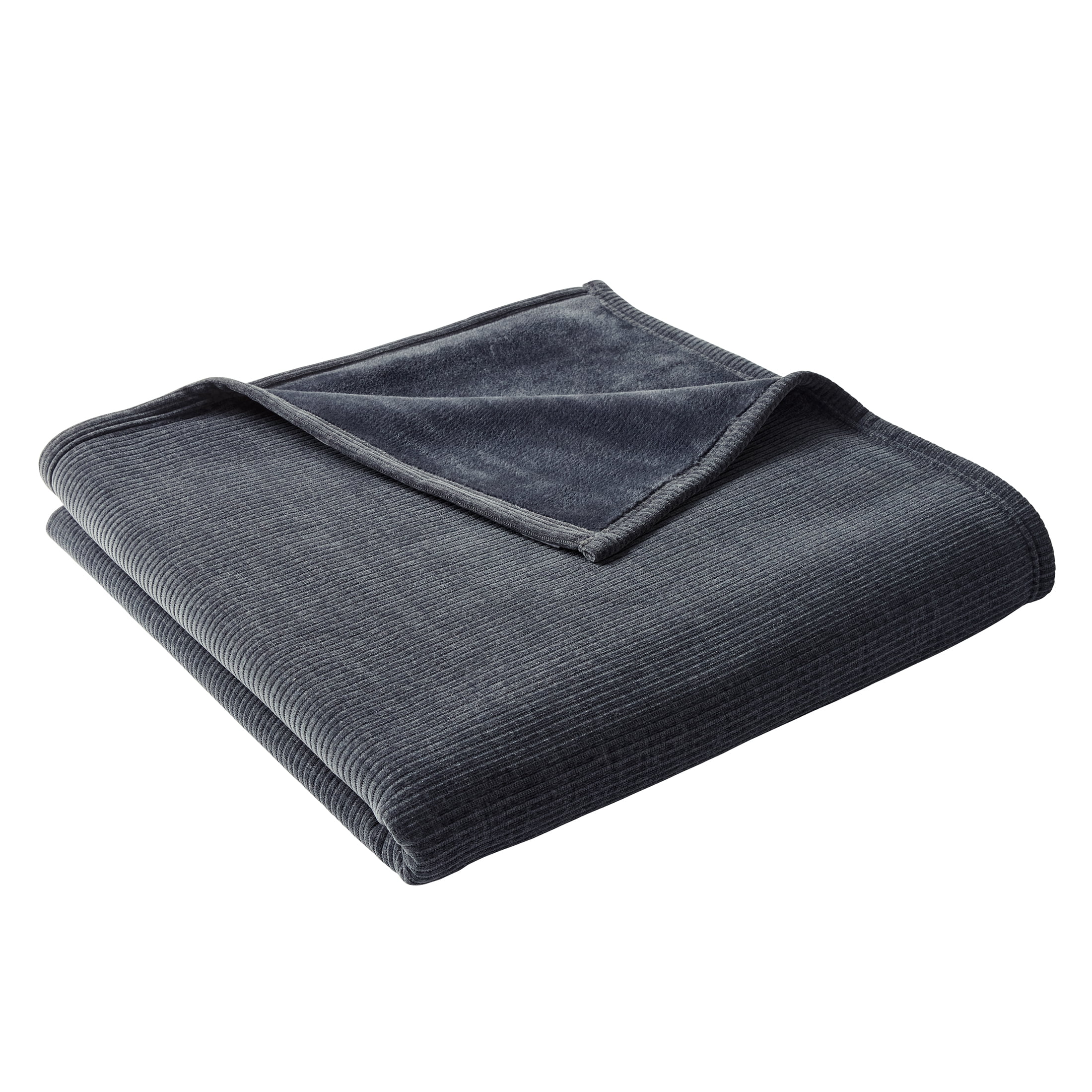 Better Homes & Gardens Reversible Chenille-to-Plush Bed Blanket, Greystone, King Size, 108 x 92 in