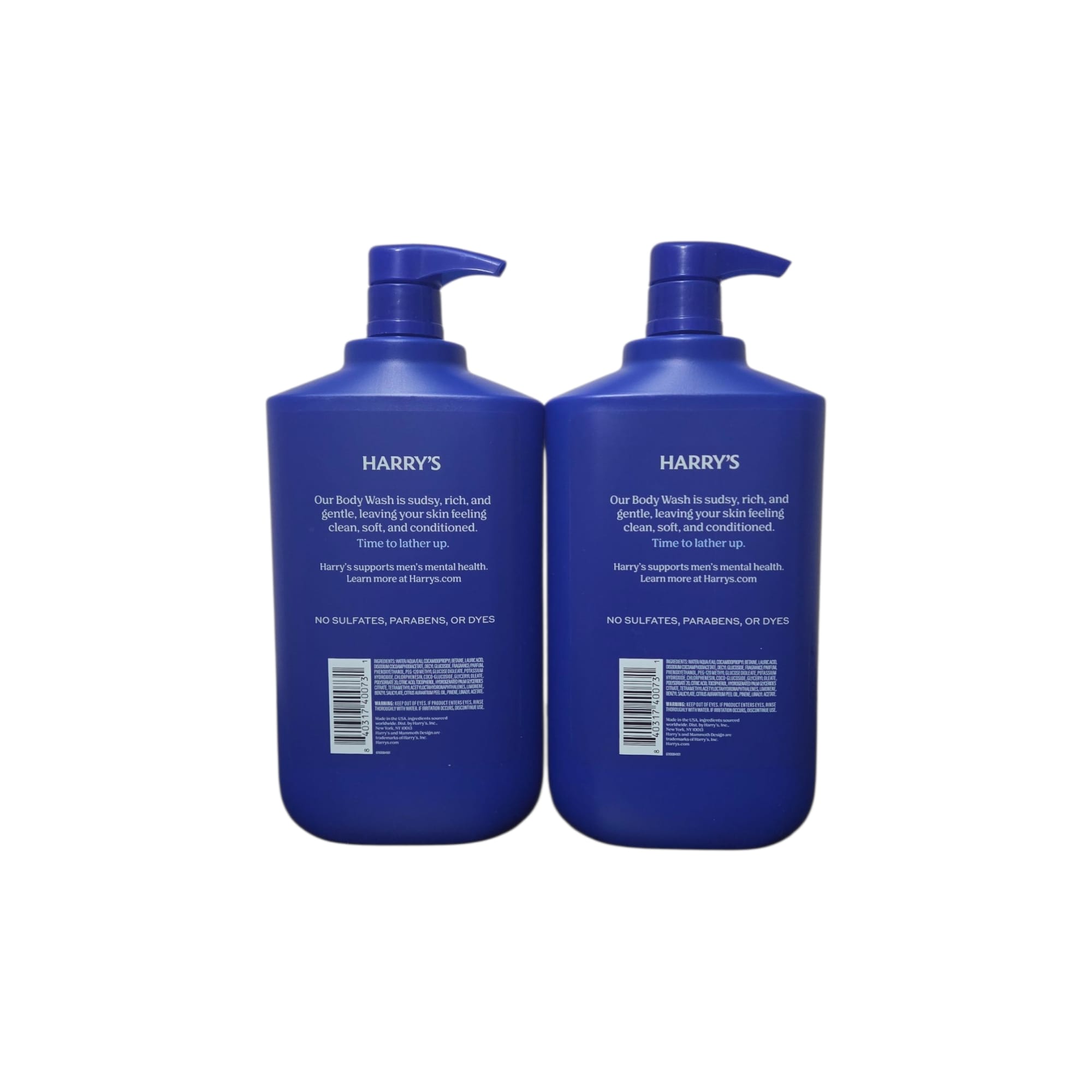 Harry’s Body Wash Stone Charcoal & Lime Scent, 30 fl oz Bottles, 2-Pack