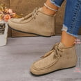 thumbnail image 6 of Willtoo Flat boots for Women Faux Suede Lace Up Ankle Boots Wide Round Toe Retro Style Street Footwear Flat Ankle Booties Khaki, 6 of 6