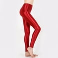 thumbnail image 2 of CHICTRY Womens Shiny Leggings Yoga Pants Glossy High Waist Tights Trousers for Workout Fitness Club Dance Burgundy L, 2 of 4