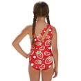 thumbnail image 2 of POLERO Cute Strawberry & Heart Print Girls' One-Piece Swimsuit with Mesh Cover Up Skirt - Quick Dry, Adjustable Straps for Beach & Pool Vacation (7-18 Years), 2 of 10
