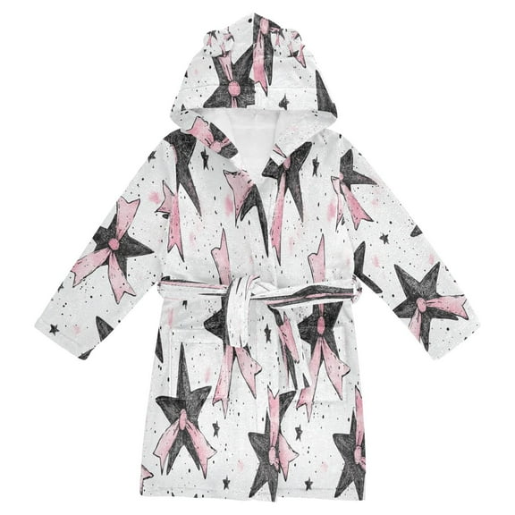 DIXRUYEE Bathrobes Belt Hooded Glittering Stars Creative Pattern