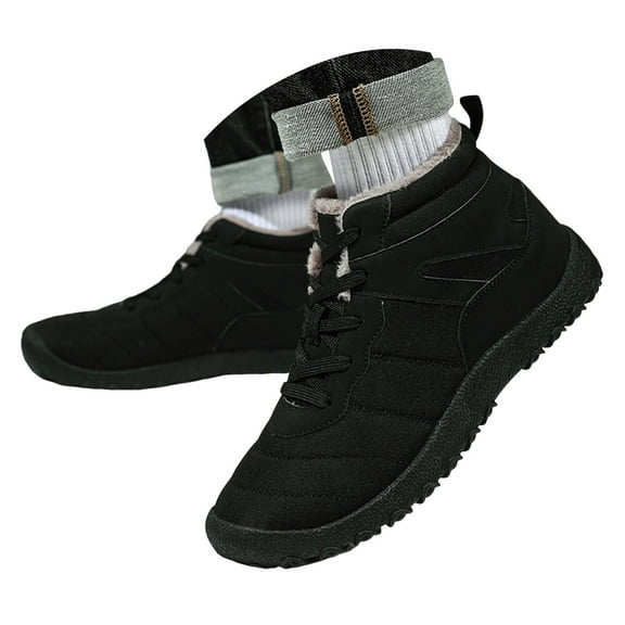 Mepaouo Women's Ankle Winter Snow Boots Fleece Lined Slip on Booties Comfort Outdoor Walking Hiking Shoes