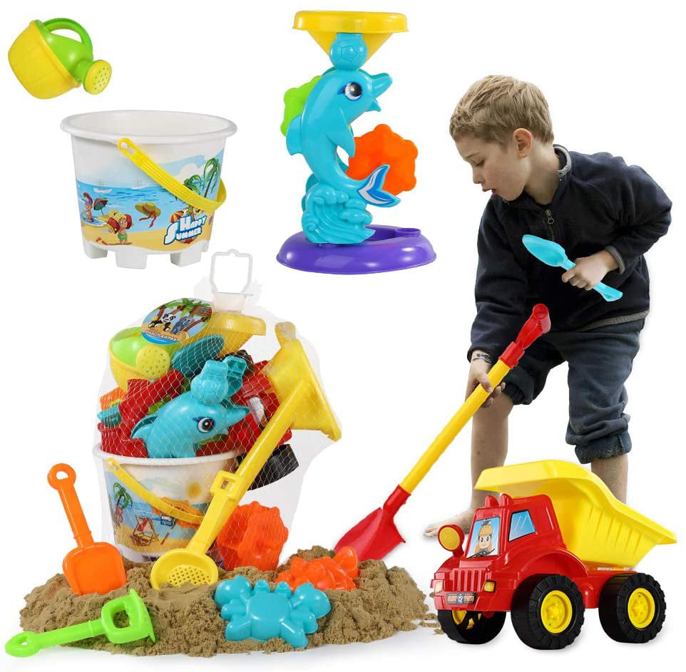 Color Random ZZM Sand Pit Toys Beach Toys Play Set for Kids Bucket Spade Shovel Rake Animal Bath Water Toys Gift 9Pcs