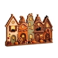 thumbnail image 2 of Vintage Multi Ghost House Wooden Tabletop Decor Halloween Village Ornament with Built in Light Pumpkin and Black Cat for Home Shelf Display, 2 of 8