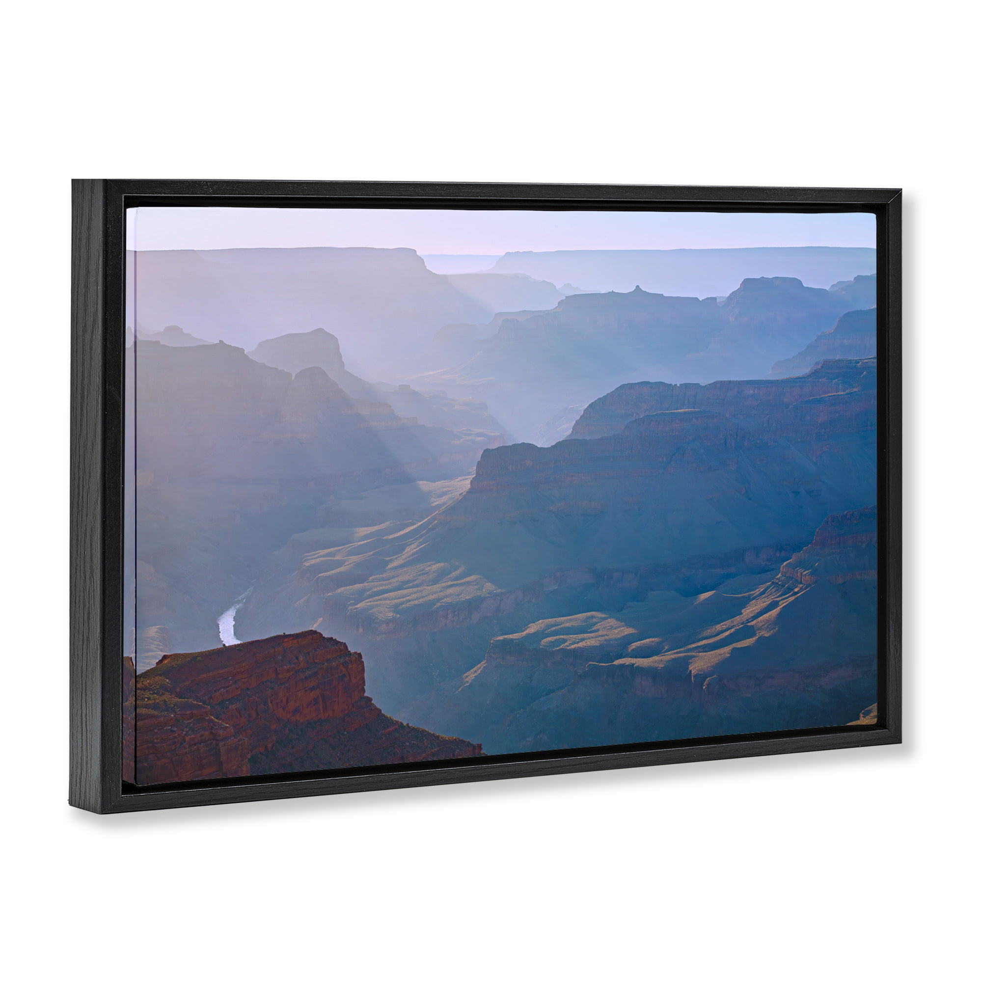 Stupell Industries Sun Rays Mountain Mesa Landscape & Nature Photography Black Floater Framed Canvas Art Print Wall Art, 25 x 17