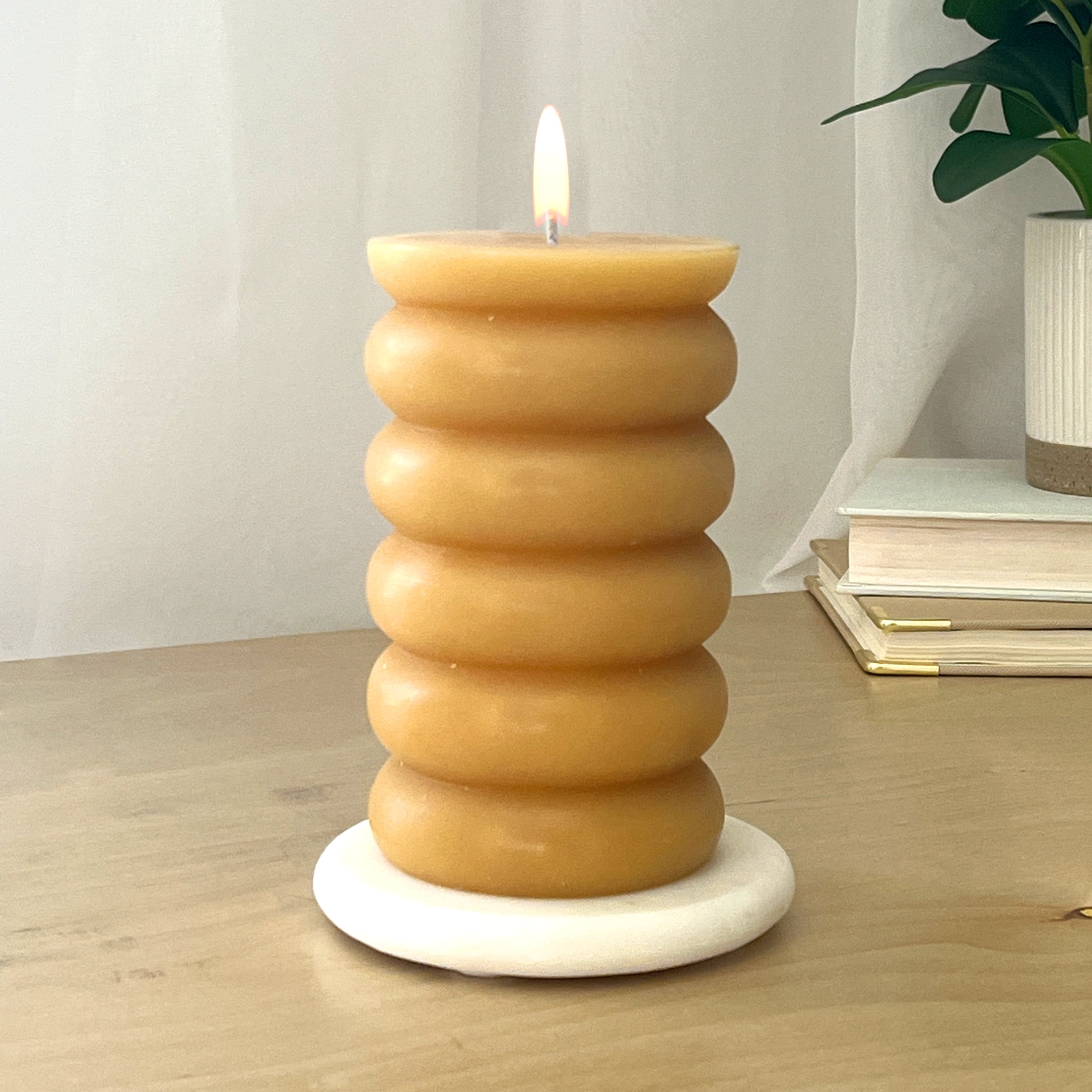 Mainstays Single Wick 3" x 5" Bubble Pillar Candle, Unscented, Orange
