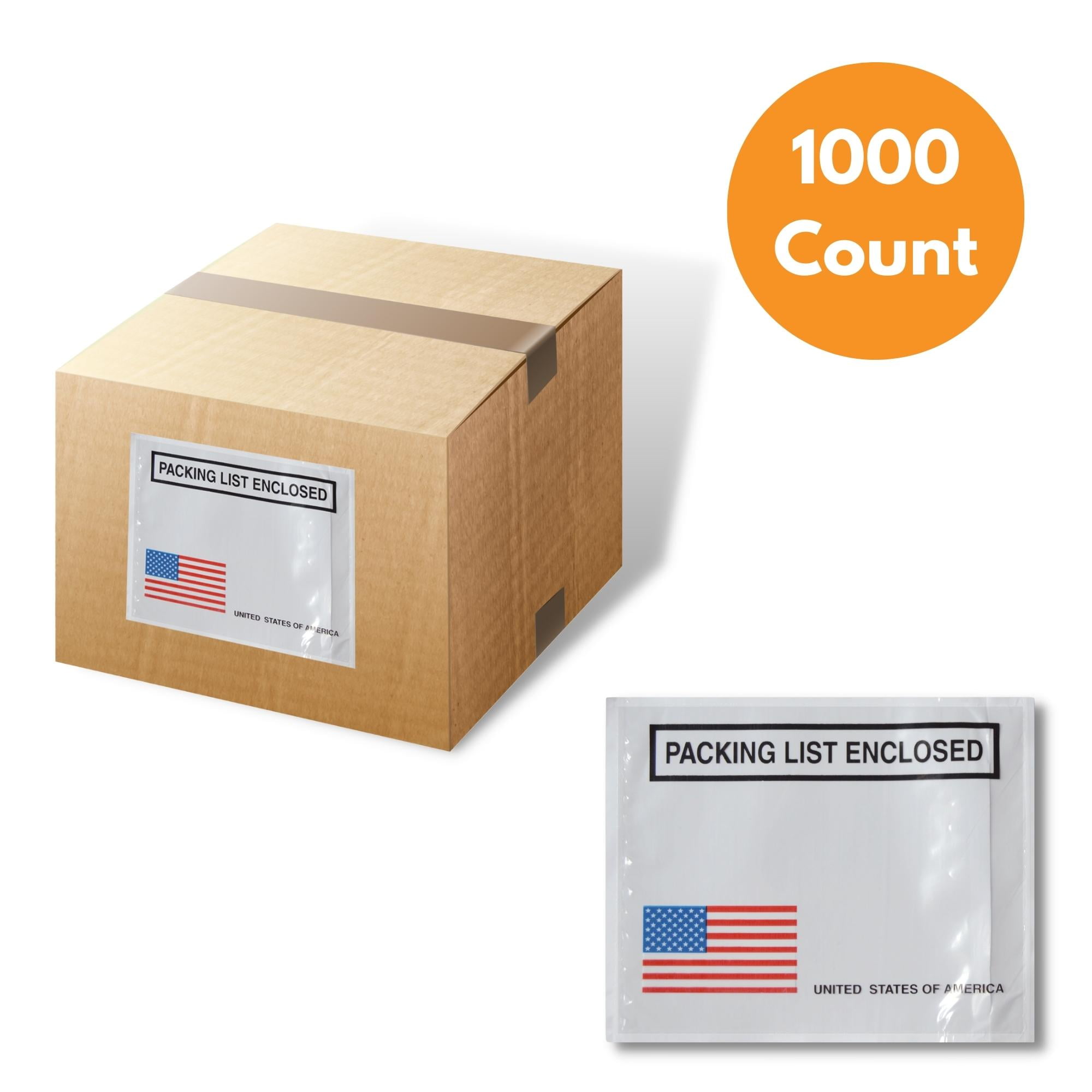 MMBM Packing List Envelopes 4.5" x 5.5" Waterproof for Retail Mailing and Shipping Use 1000 Pieces with USA Flag Print